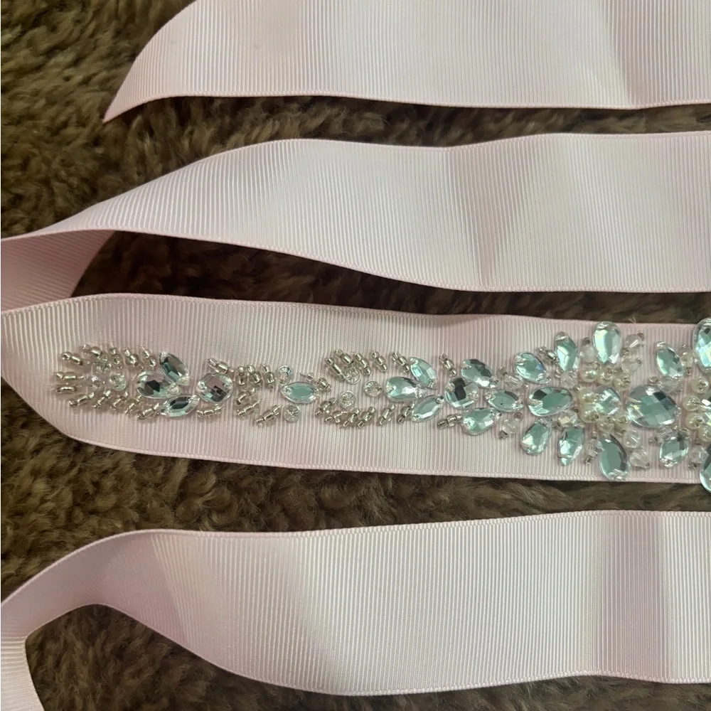 Elegant Pink Sash with Crystal Embellishments